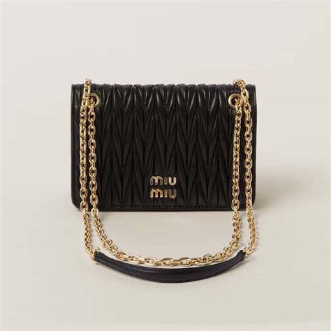 miu miu matelasse nappa leather handbag black|Black Matelassé Nappa Leather Bag .